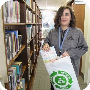 Library words on wheel rounded