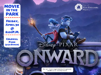 2021 April 30 Movie in the Park facebook post, Onward