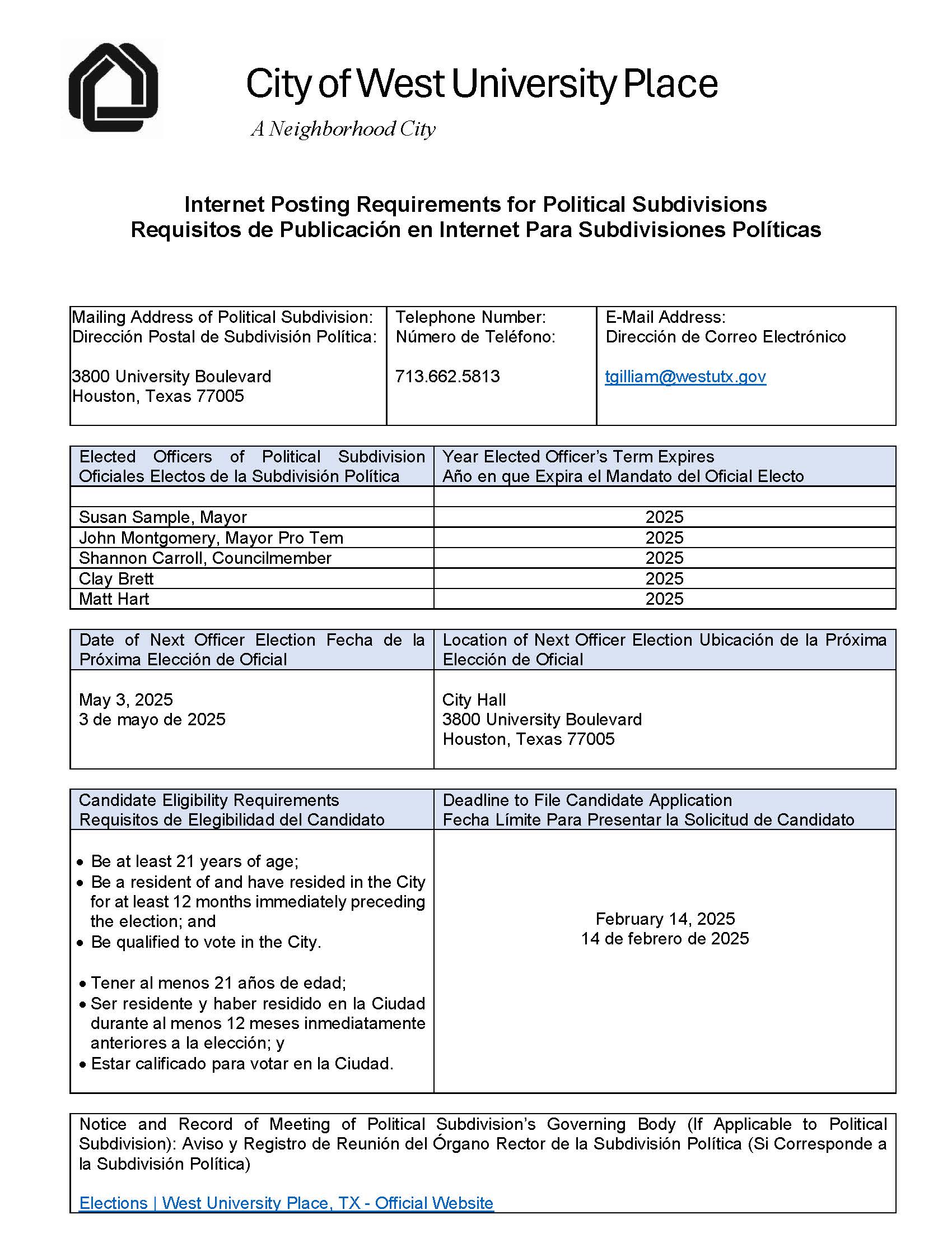 2025 Internet Posting Requirements for Political Subdivisions