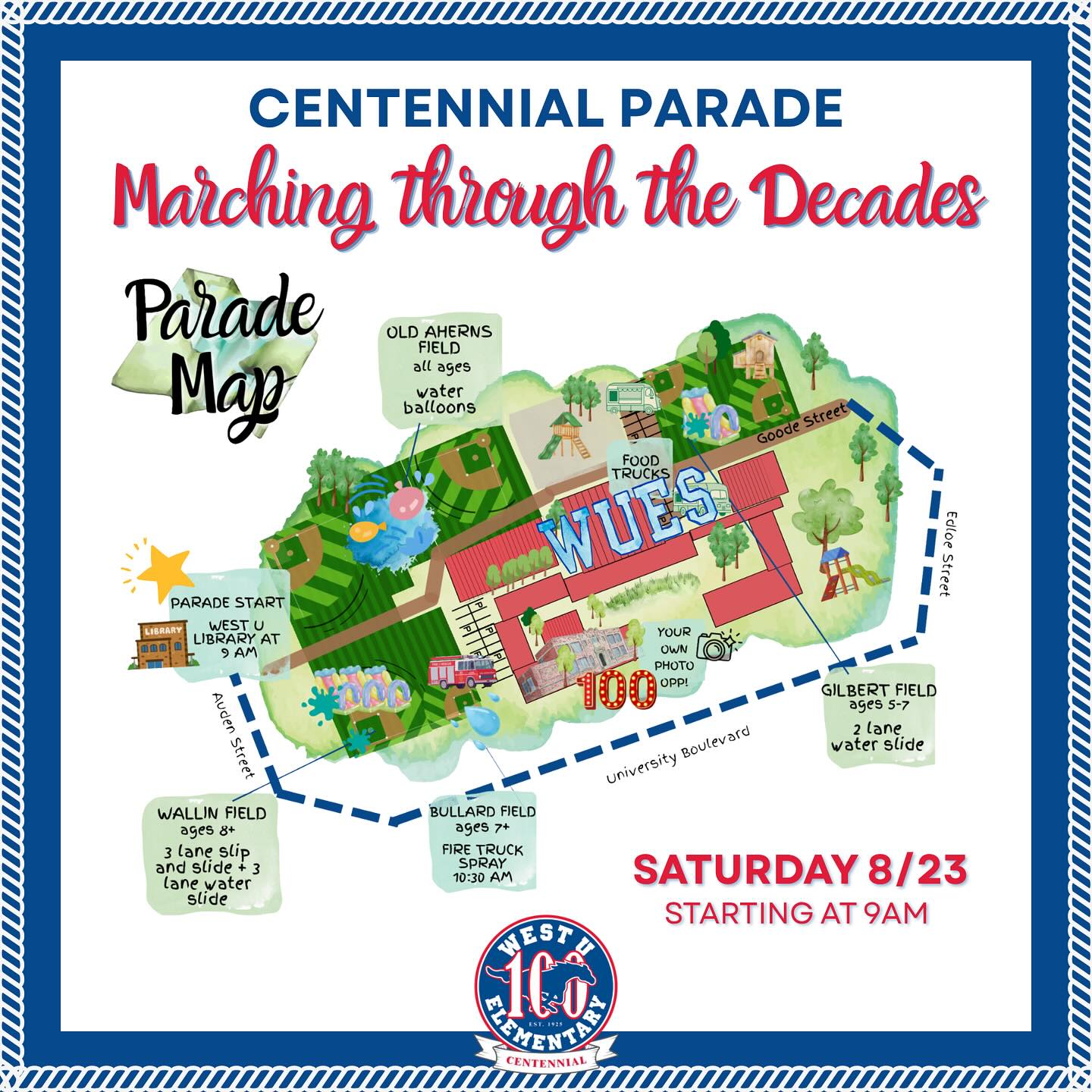 West U Elementary Centennial Event Map